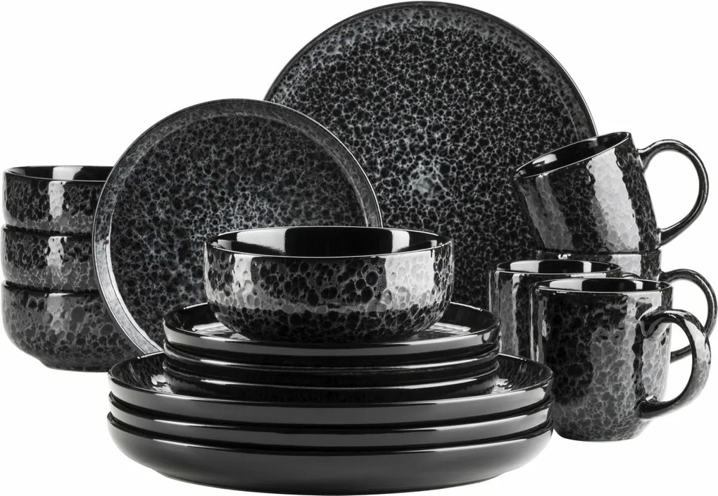 Mäser Jedálenská súprava riadu 16 ks FILIPPA – čierna