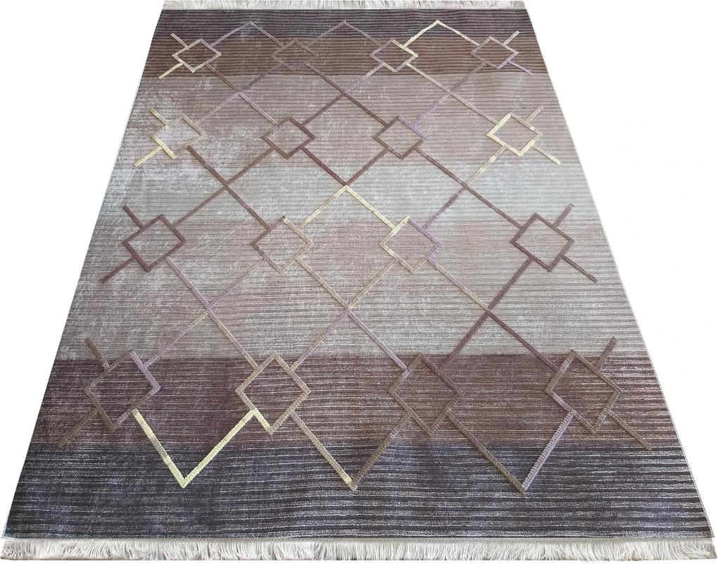 Hnedý vzorovaný koberec v škandinávskom štýle