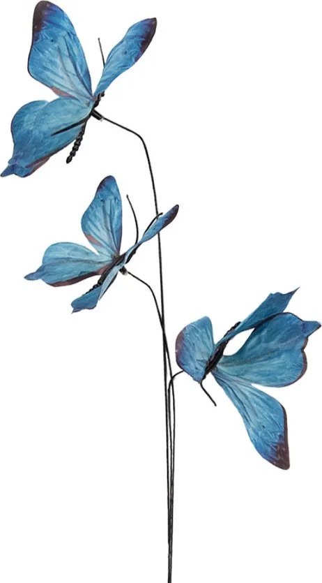 Decorative Branch Butterfly 10x10x65 Cm Blue Textile - 10*10*65 cm
