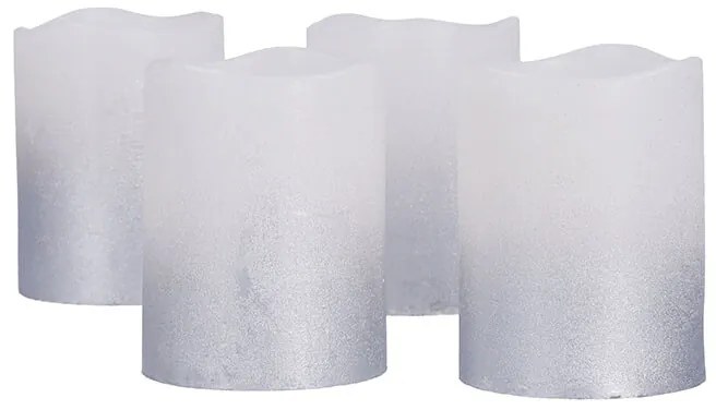 Solight Súprava LED sviečok s časovačom, 4xsviečka, 6,5 cm, strieborná, 4xCR2032 súčasťou, 1v284