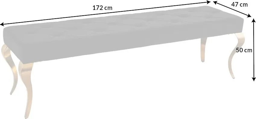 Dizajnová lavica Rococo 172 cm čierna / zlatá