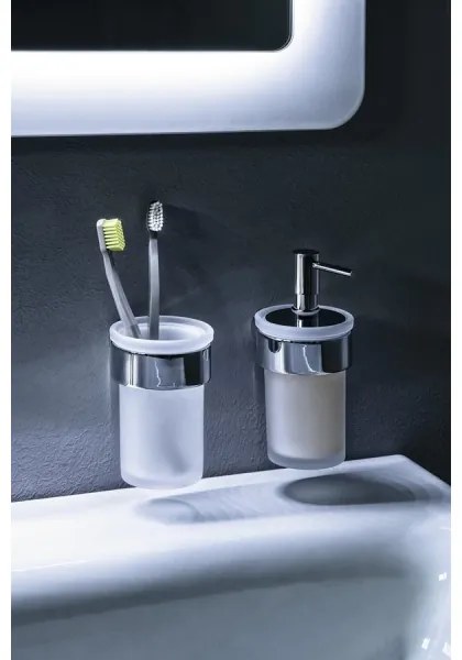 Gedy - Nástenný dávkovač mydla PIRENEI 110 ml mliečne sklo/lesklý chróm