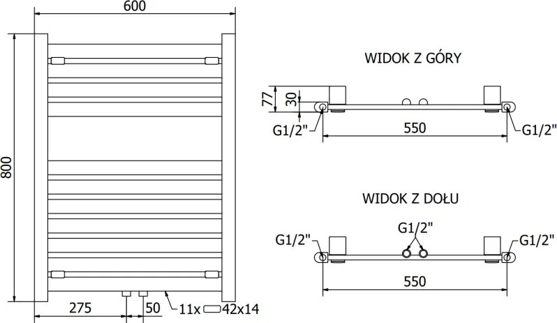 Mexen Uran, vykurovacie teleso 800x600 mm, 420 W, antracitová, W105-0800-600-00-66