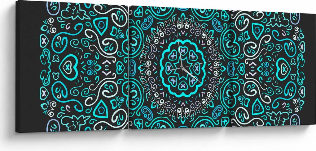 Obraz ornamentálne abstrakcie (s hodinami) (90x30 cm)
