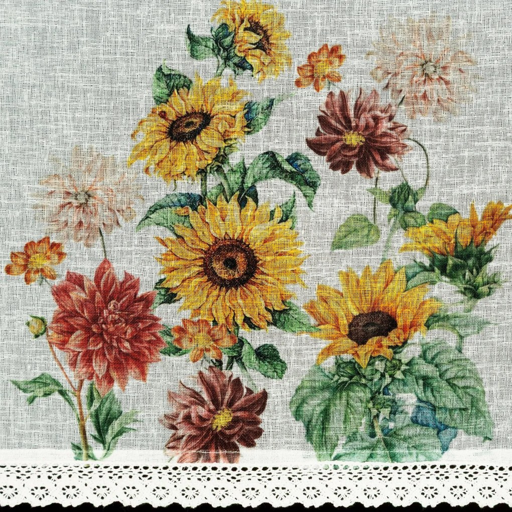 KRÁTKA ZÁCLONA NA PÁSKE ADELA 150X30 CM KVETY