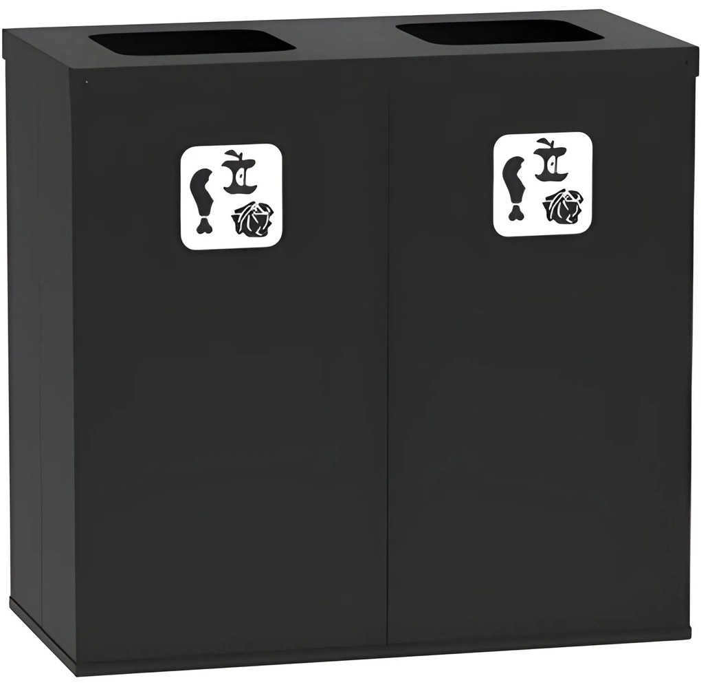 Kôš na triedený odpad 2x 50 L, úchyt na vrece, čierny/čierny