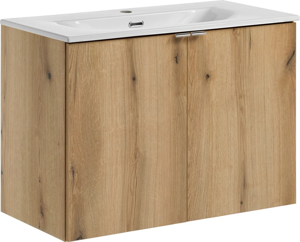 Comad Kúpeľňová skrinka s keramickým umývadlom Nova Oak 80 cm - dub coast evoke