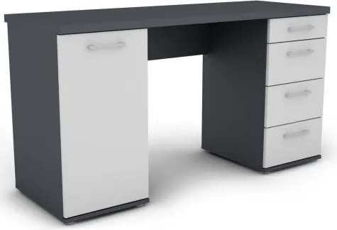 Písací stôl Walter, grafitovo sivý / biely%