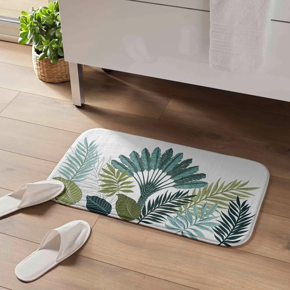 Biela/zelená kúpeľňová predložka 45x75 cm Panazio – douceur d'intérieur