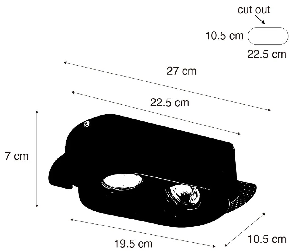 Sada 6 zaoblených zapustených bodových svetiel čierna GU10 50mm 2-svetlo - Hubs