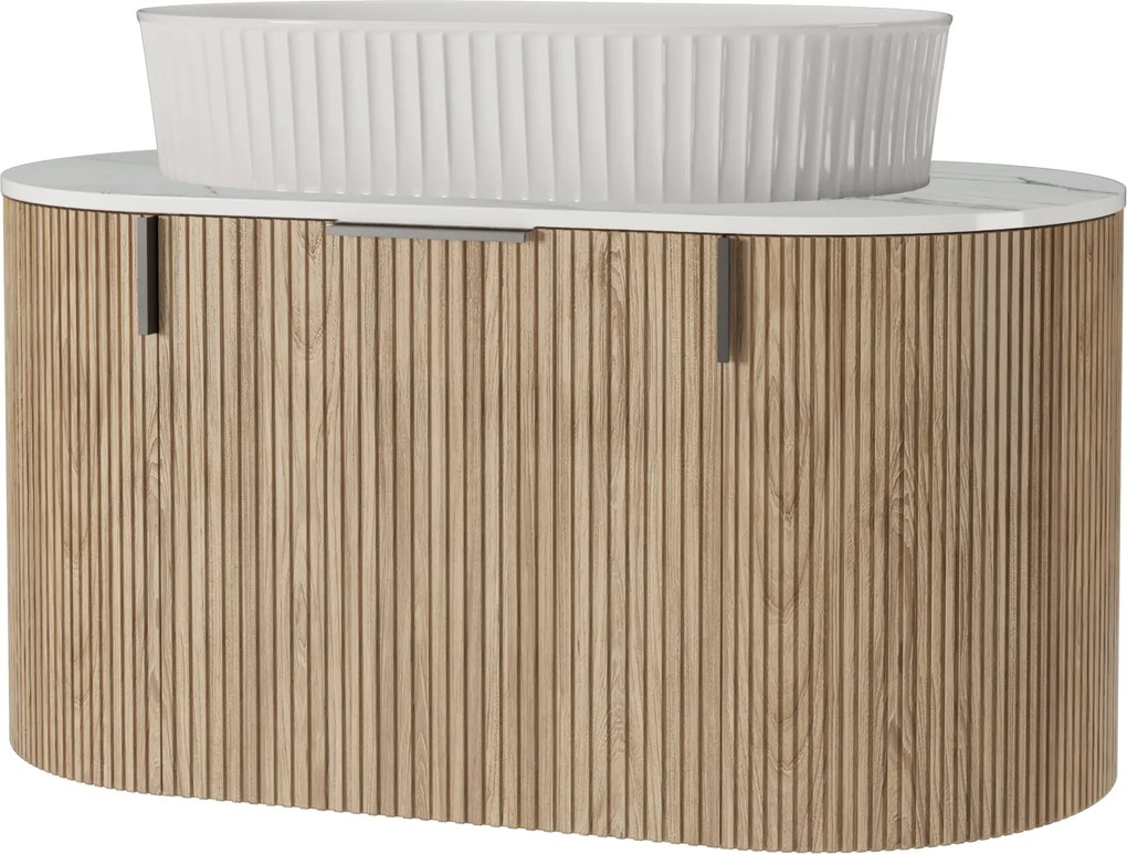 Závěsná skříňka s deskou a umyvadlem La Simplicite 80 cm dub přírodní/bílá