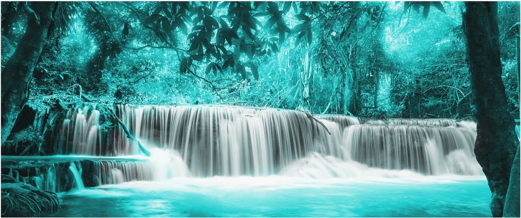 Obraz - Modrý vodopád (120x50 cm)
