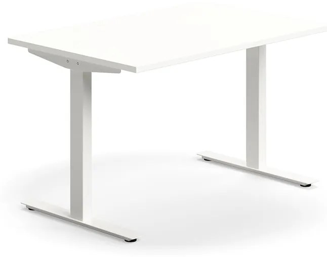 Kancelársky stôl QBUS, rovný, 1200x800 mm, T-rám, biely rám, biela