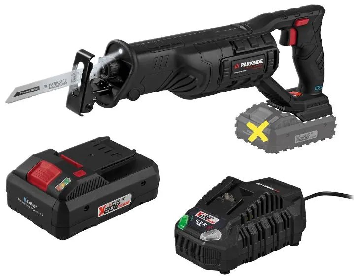 Parkside Performance® Aku chvostová píla Pssap 2028 B2 + Smart akumulátor 20 V/4Ah + Nabíjačka 20 V/4,5 A (800011276)