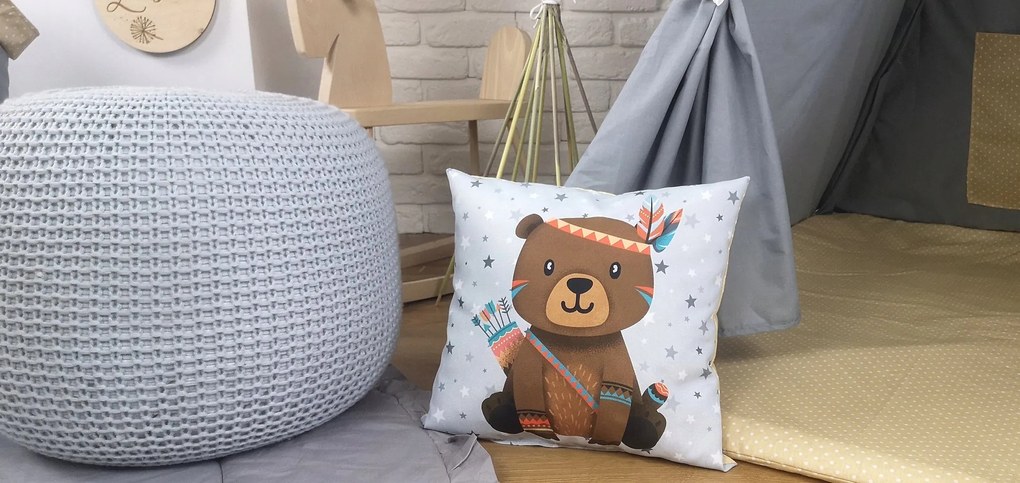 Detský stan TEEPEE (TÍPÍ) BOHO s doplnkami - sivý / béžový