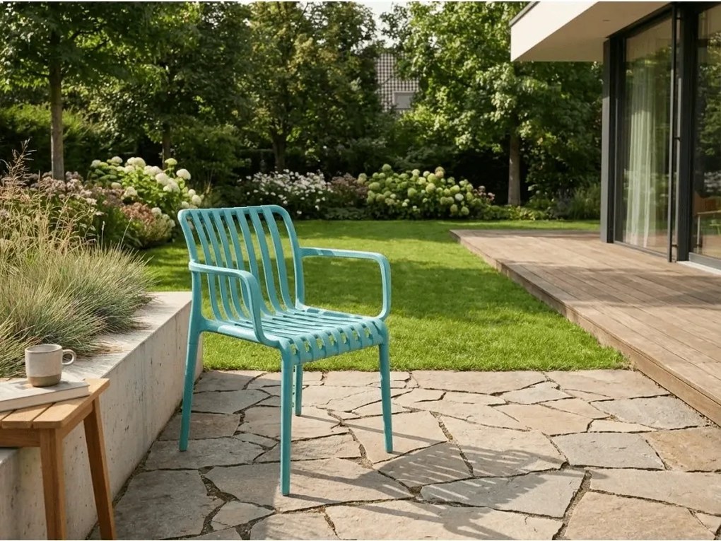 Plastová stolička TREGO s opierkami, modrá