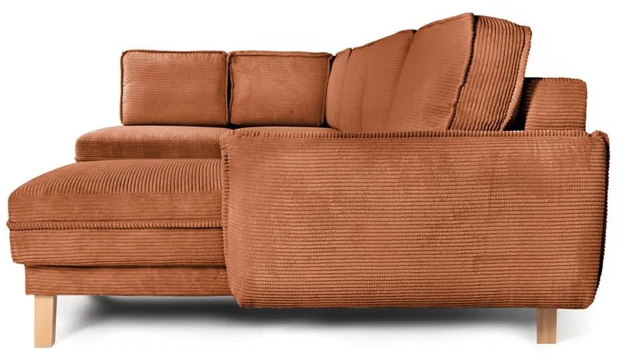 Oranžová menčestrová rozkladacia rohová pohovka (ľavý roh/do tvaru "U") Tori – Bonami Selection