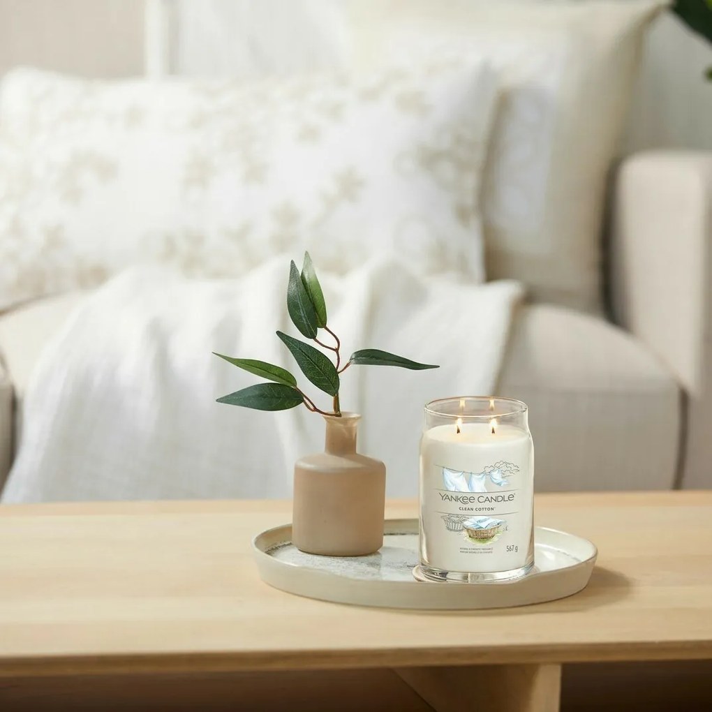 Yankee Candle vonná sviečka Signature v skle veľká Clean Cotton, 567 g, L
