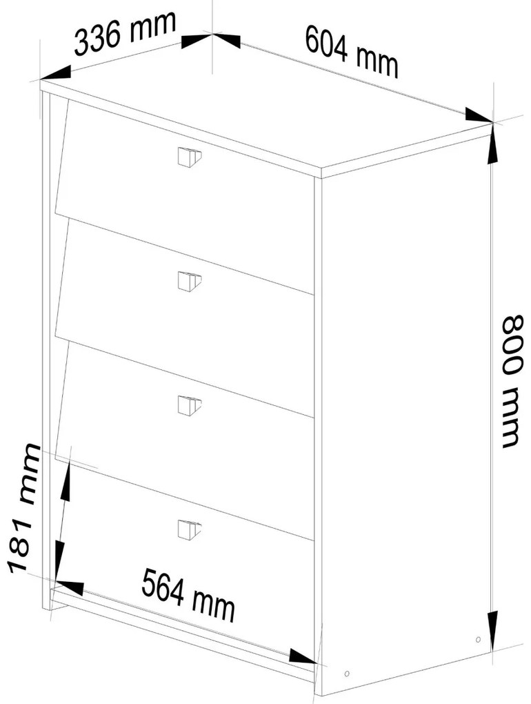 Skriňa na topánky Marienne 60 cm - 4 dvierka biely