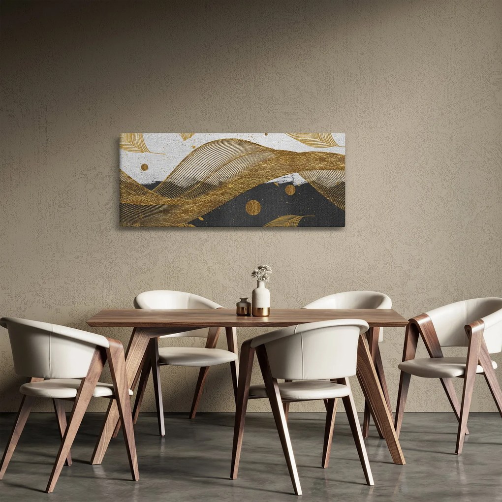 Obraz - Zlaté pierka (120x50 cm)