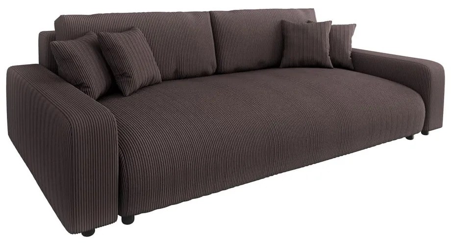 Hnedá menčestrová rozkladacia/s úložným priestorom pohovka 234 cm Sara – Ropez