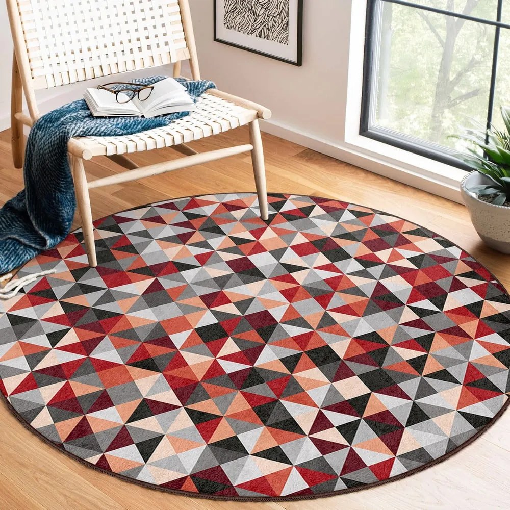 Červeno-sivý prateľný okrúhly koberec ø 80 cm Ignite – Mila Home