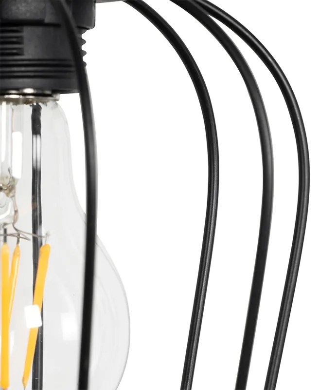 Inteligentné závesné svietidlo čierne so drevom vrátane 4 Wifi A60 - Stronk