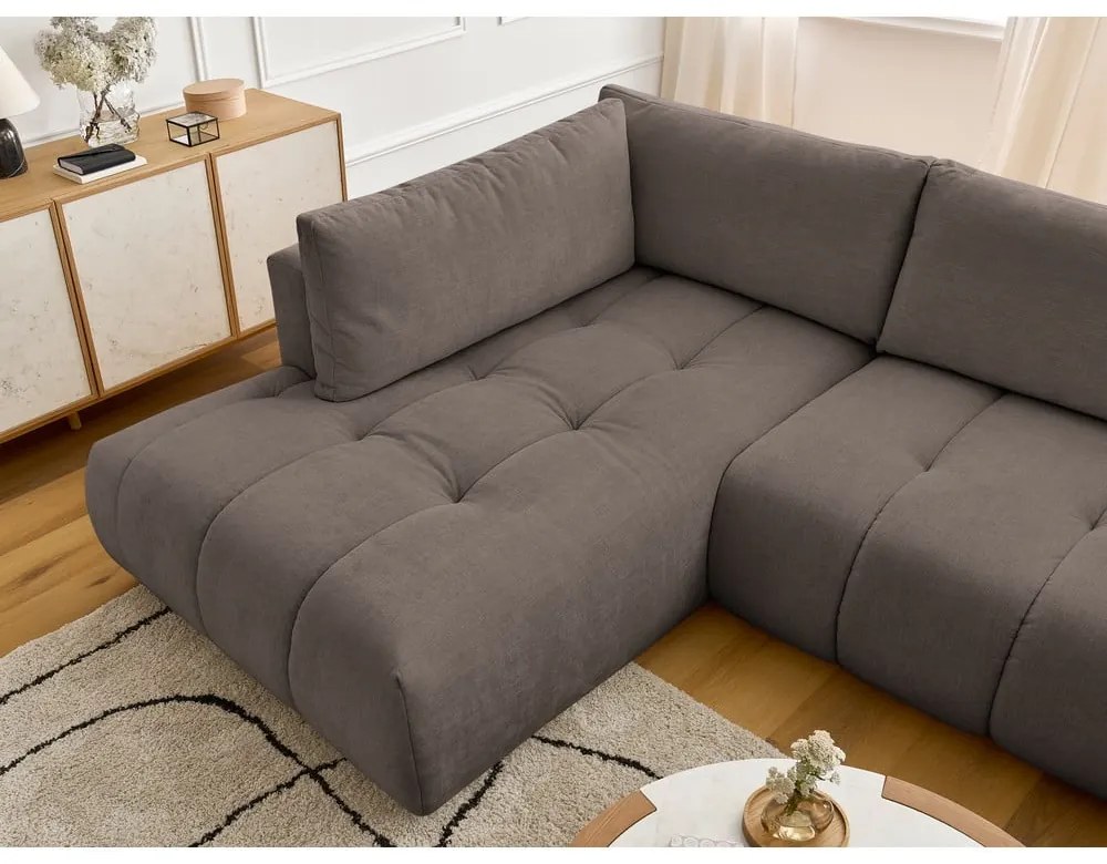 Taupe rozkladacia/s úložným priestorom rohová pohovka (ľavý roh/do tvaru "U") Fuji – Bobochic Paris