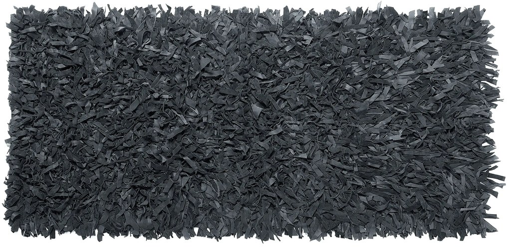 Kožený koberec 80 x 150 cm čierny MUT Beliani
