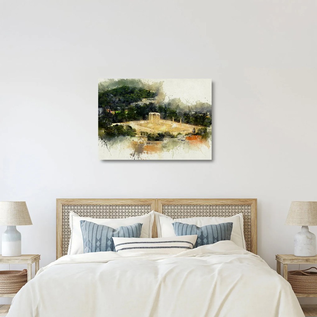 Sklenený obraz - Chrám Dia, Atény, Grécko (70x50 cm)