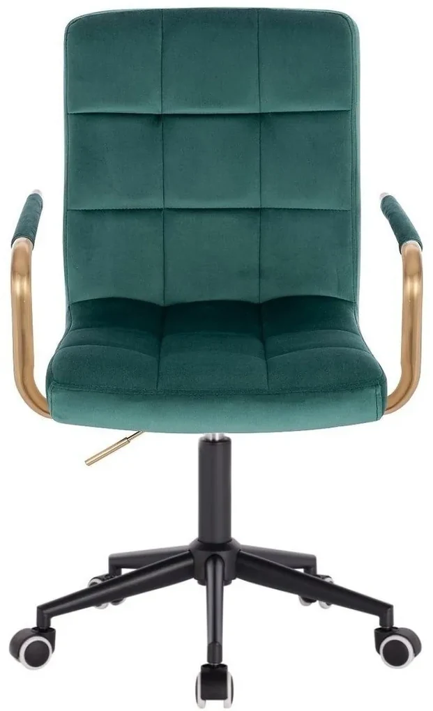 LuxuryForm DESIGN Stolička VERONA GOLD VELUR na čiernej podstave s kolieskami - zelená