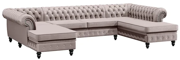PROXIMA.store - Luxusná sedačka CHESTERFIELD LONG U FARBA NÔH: čierna, DRUH LÁTKY: TORRE - 17, FARBA OZDOBNÝCH ŠPENDLÍKOV: barok