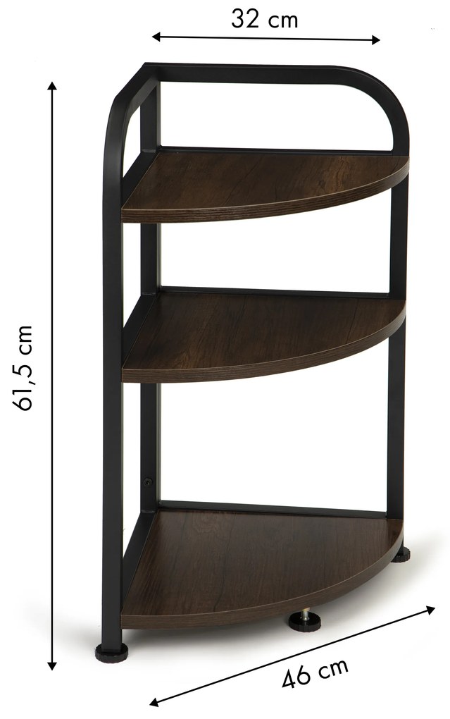 Wellhox Rohová regálová skriňa 3 police LOFT drevený roh