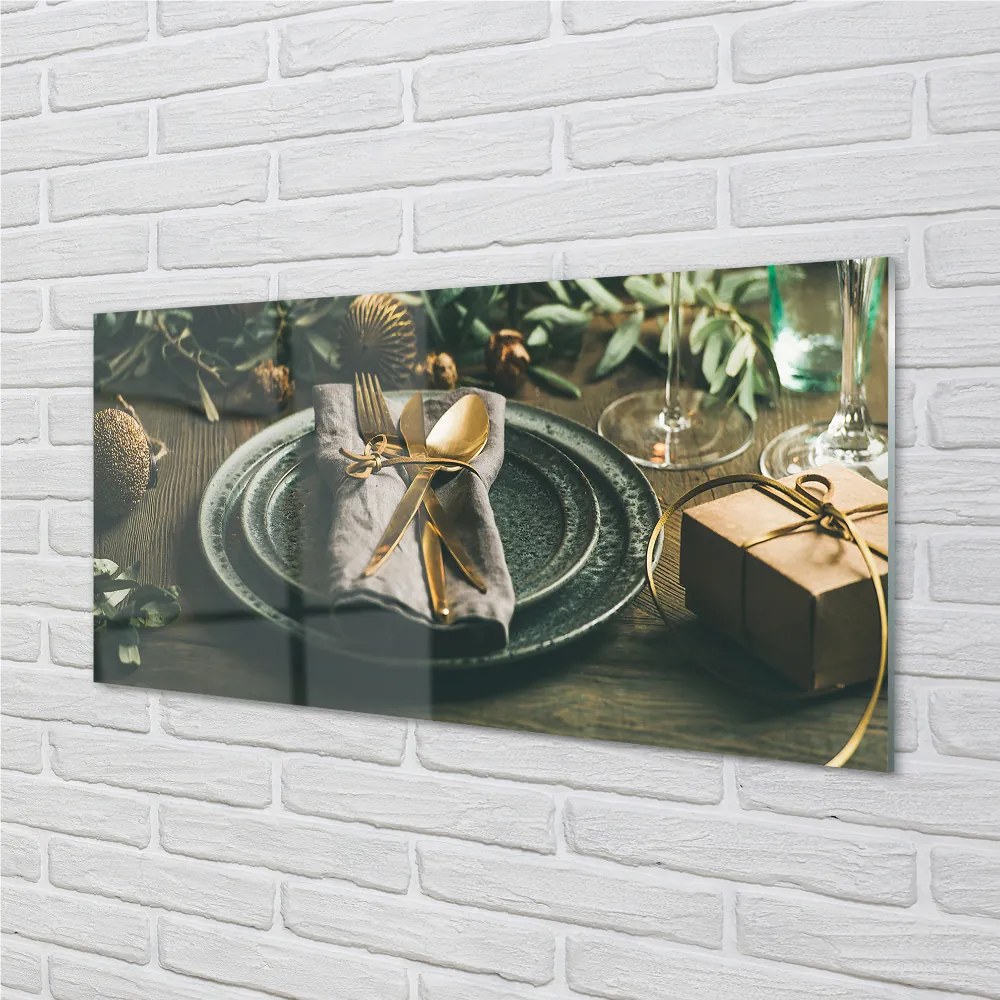 Nástenný panel  Tanier príbory ozdoby darčeky 120x60 cm
