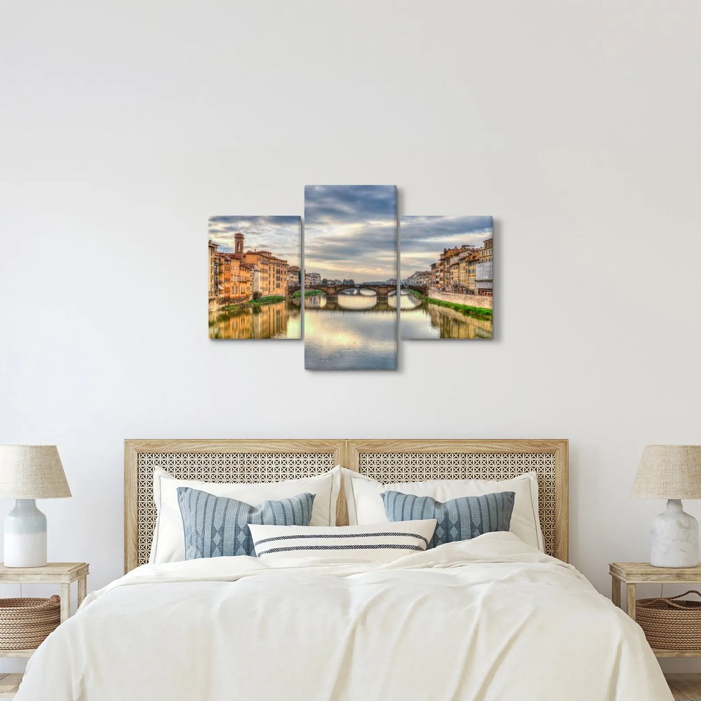 Obraz mesta s riekou (90x60 cm)
