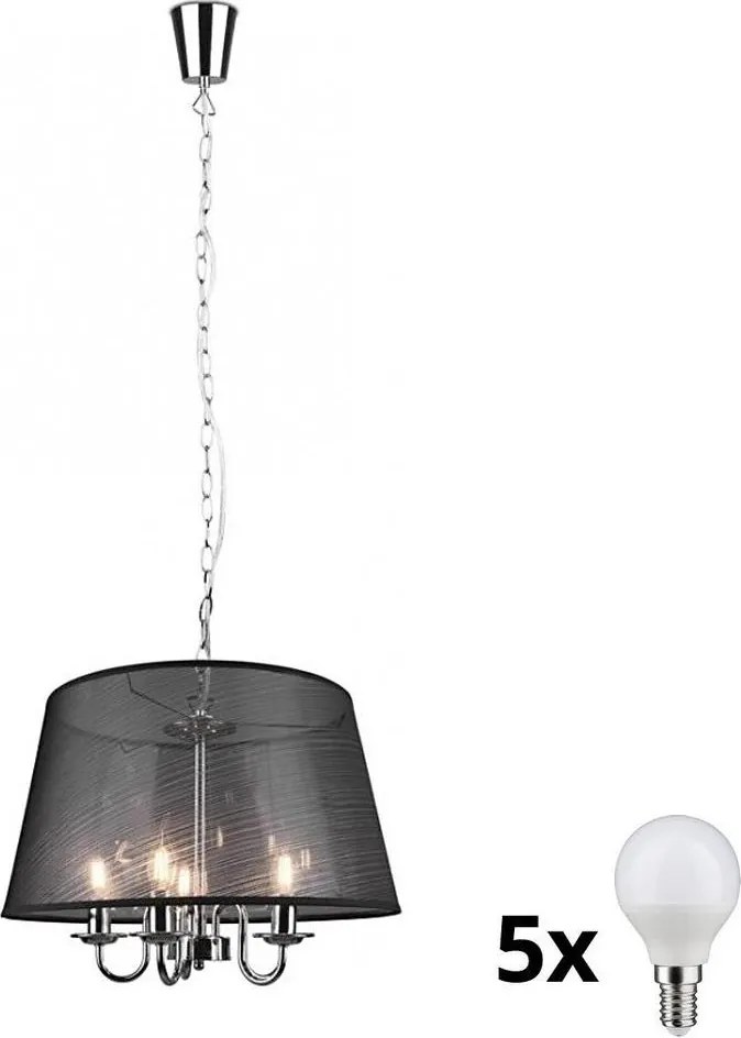 Reality - LED Luster na reťazi CIMA 5xE14/40W/230V čierna