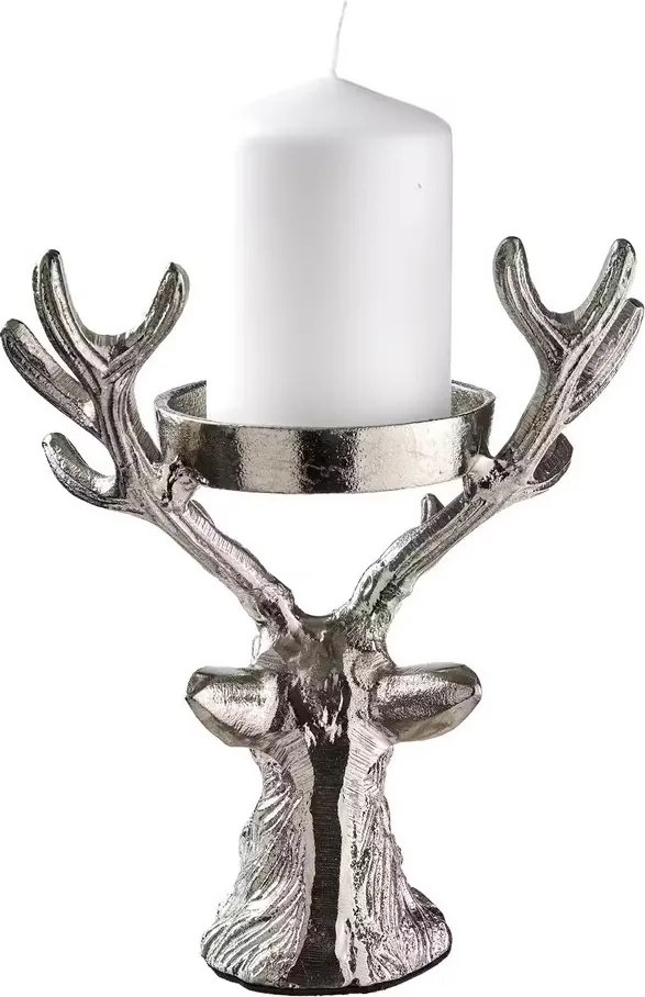 OH MY DEER Svietnik na stĺpovú sviečku - strieborná