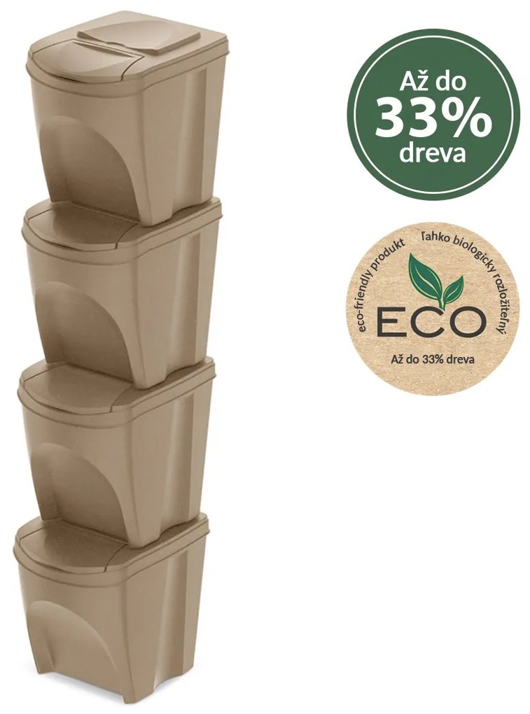 Prosperplast Sada 4 odpadkových košov, objem 4x25l