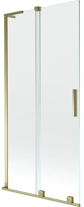 Mexen Velar L, 2-krídlová posuvná vaňová zástena 95 x 150 cm, 8mm číre sklo, zlatý lesklý profil, 896-095-003-01-50