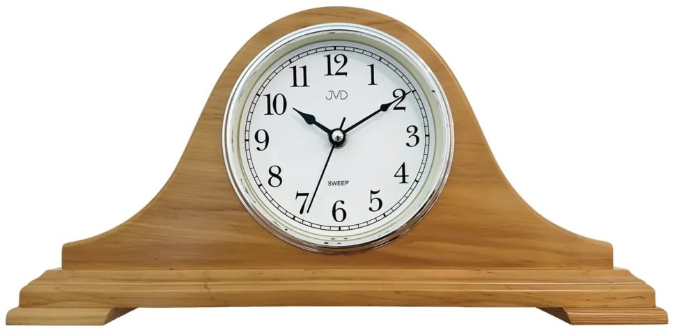 Stolové drevené hodiny JVD HS3290/68 "Napoleonky" – svetlé drevo, tichý plynulý chod, 38 cm