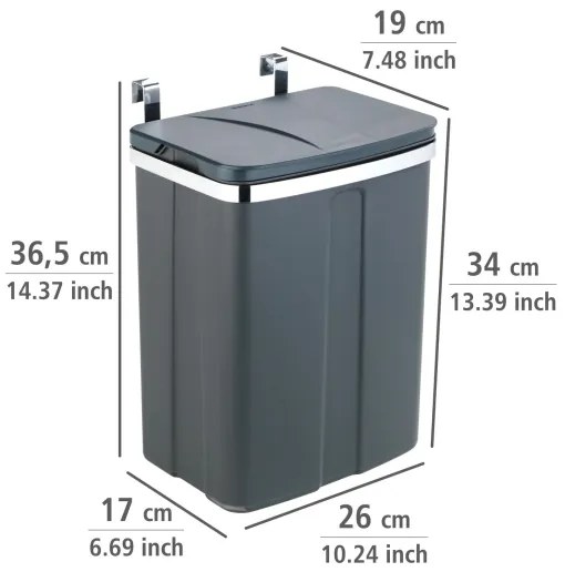 WENKO 54903100 - Kôš zavesiteľný na dvere 26x36,5 cm sivá/strieborná