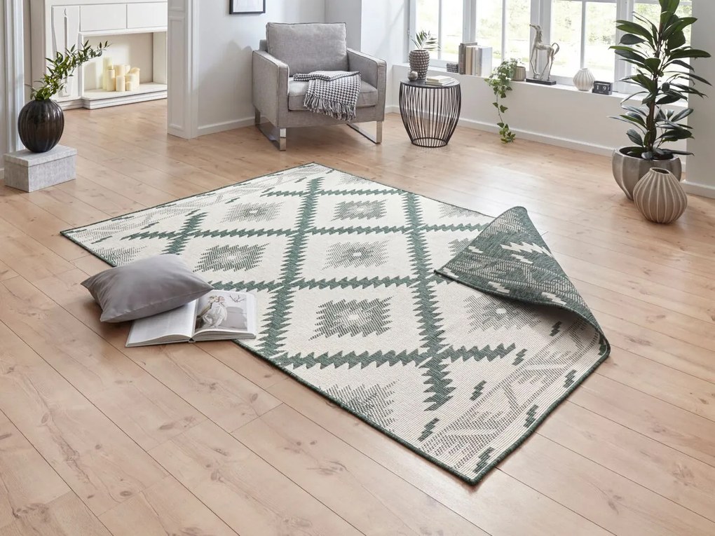 NORTHRUGS - Hanse Home koberce Kusový koberec Twin Supreme 103431 Malibu green creme – na von aj na doma - 80x150 cm