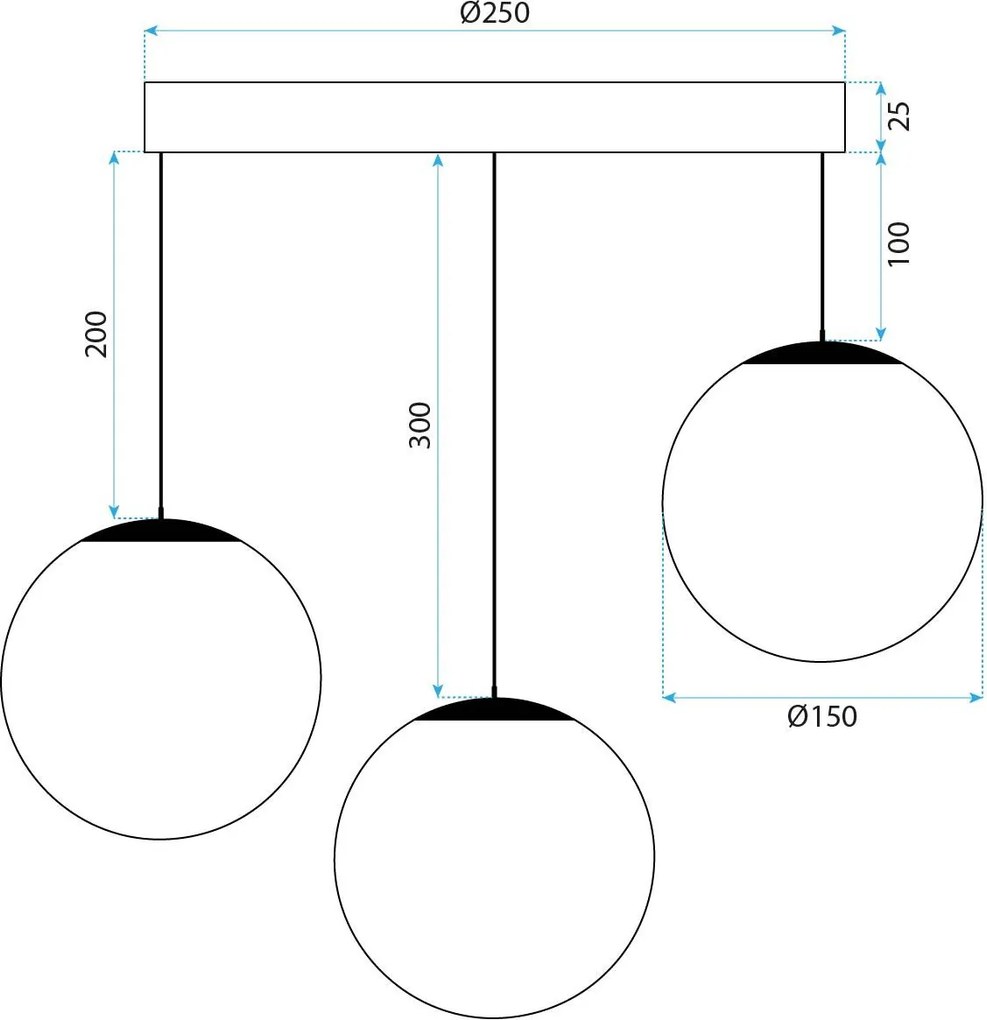 Toolight Toolight, stropné svietidlo 3xE27, APP1815-3CPR, čierna matná, OSW-00665