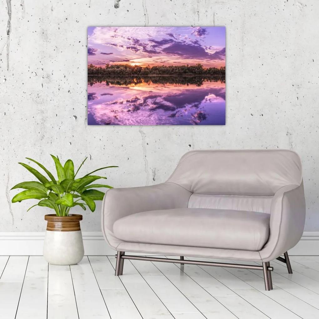 Sklenený obraz fialového neba (70x50 cm)