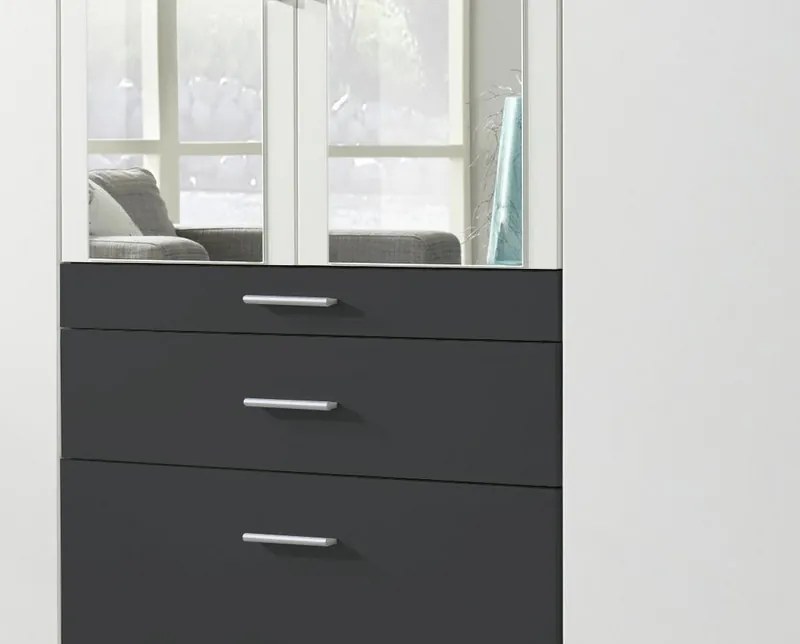 Šatníková skriňa Hildesheim, 271 cm, šedá/biela