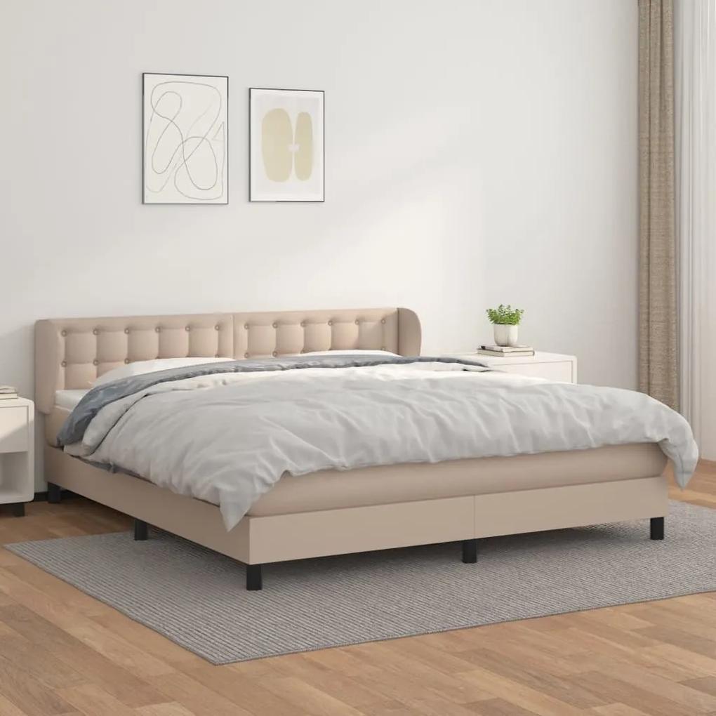Boxspring posteľ s matracom kapučínová 180x200 cm umelá koža 3127330