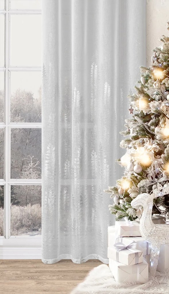 VIANOČNÁ ZÁCLONA NA KRÚŽKOCH ELSA 140X250 CM VZOROVANÁ