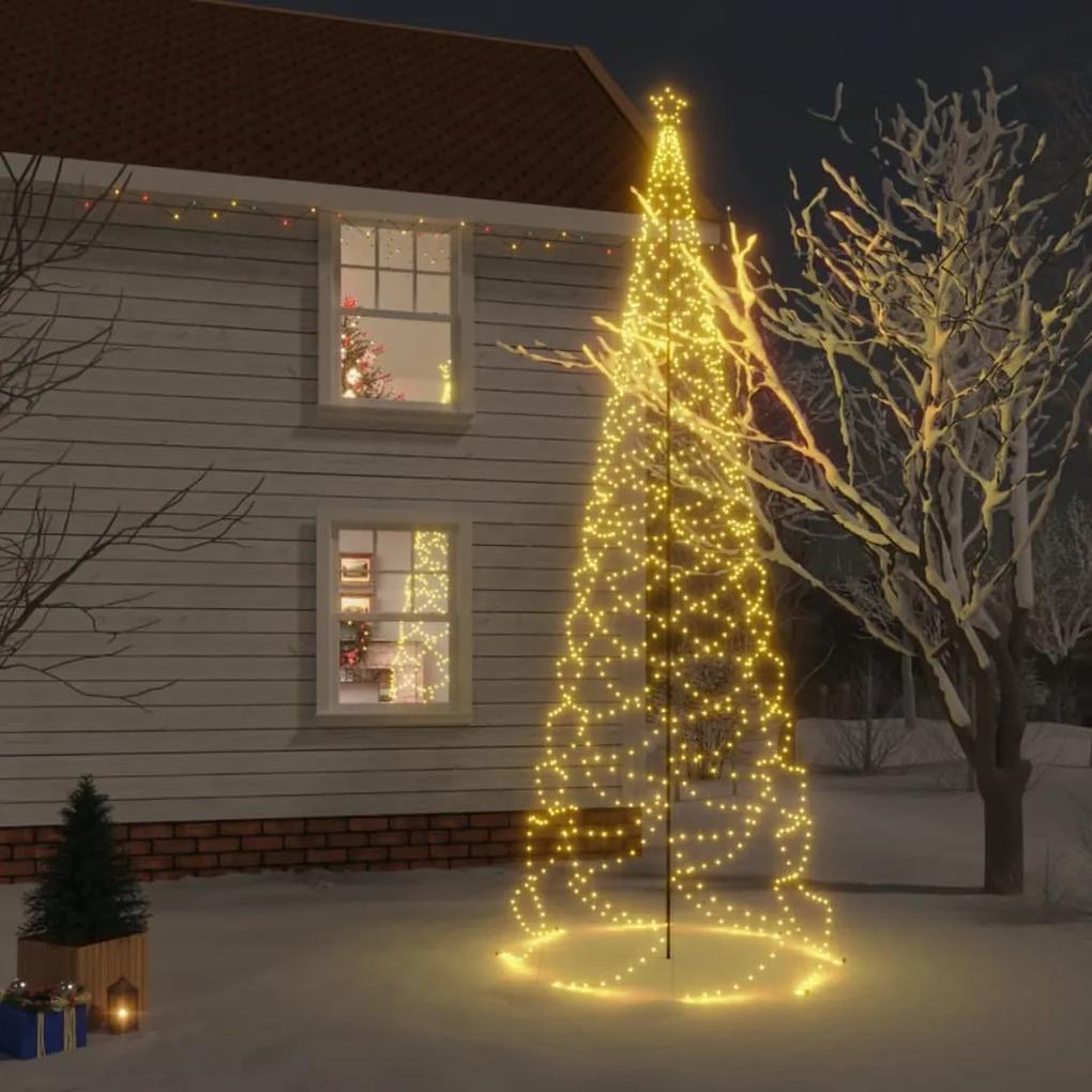 Vianočný stromček s kovovou tyčou 1400 LED diód teplý biely 5 m 328632