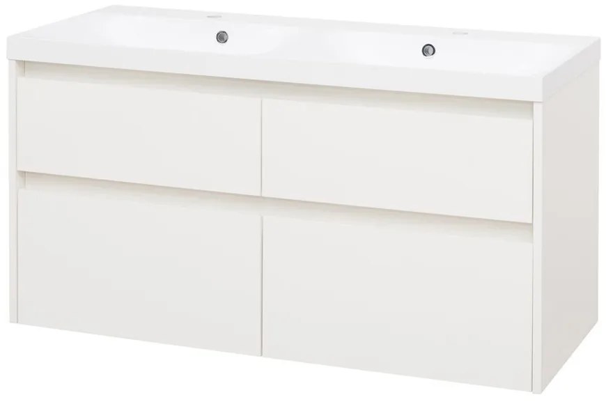 Mereo Mereo, Opto, kúpeľňová skrinka s umývadlom z liatého mramoru, 121 cm, biela, dub, biela/dub, čierna, MER-CN913M