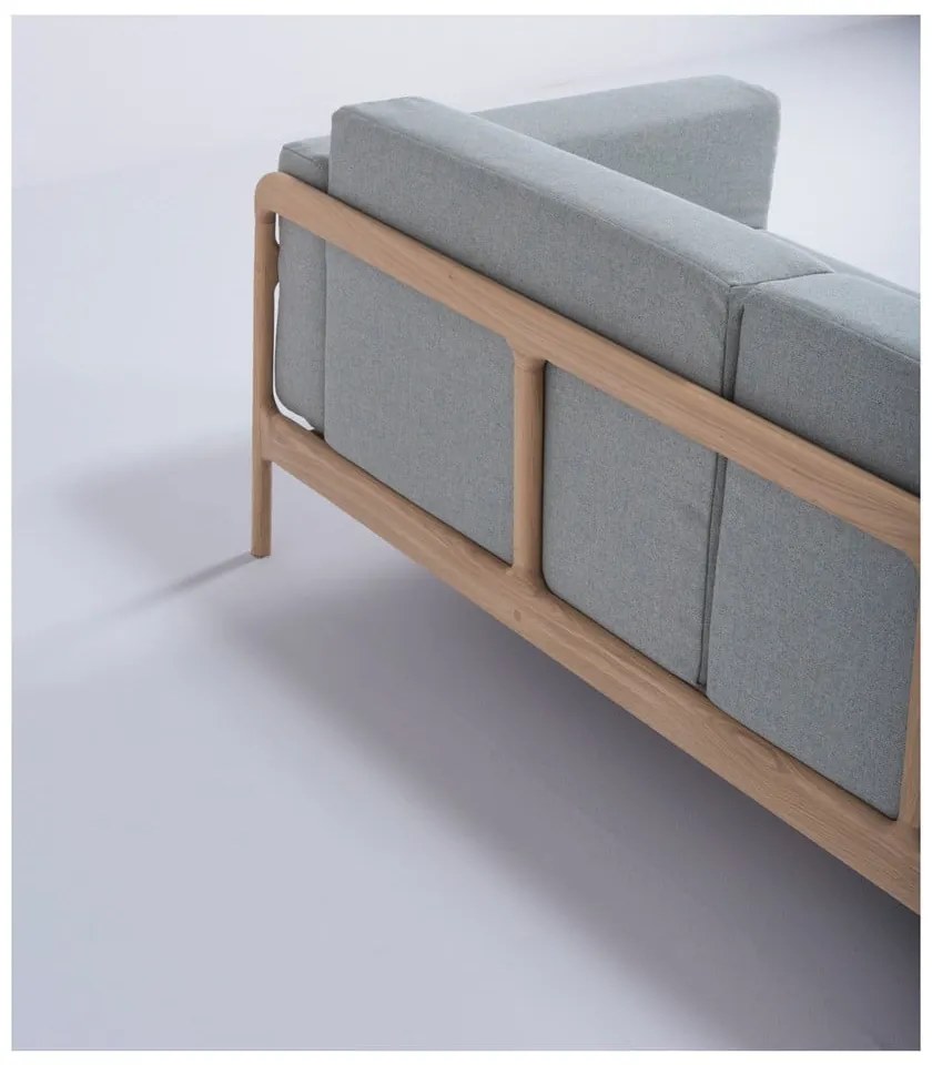 Modrosivá pohovka s konštrukciou z masívneho dubového dreva Gazzda Fawn, 210 cm